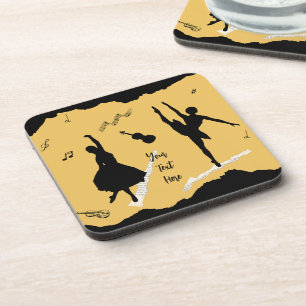 Posavasos Dos bailarinas de ballet y música en color beige d
