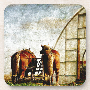 Posavasos Dos Caballos Listos Para El Trabajo