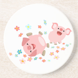 Posavasos Dos cerdos de Personalizado en la montaña rusa de