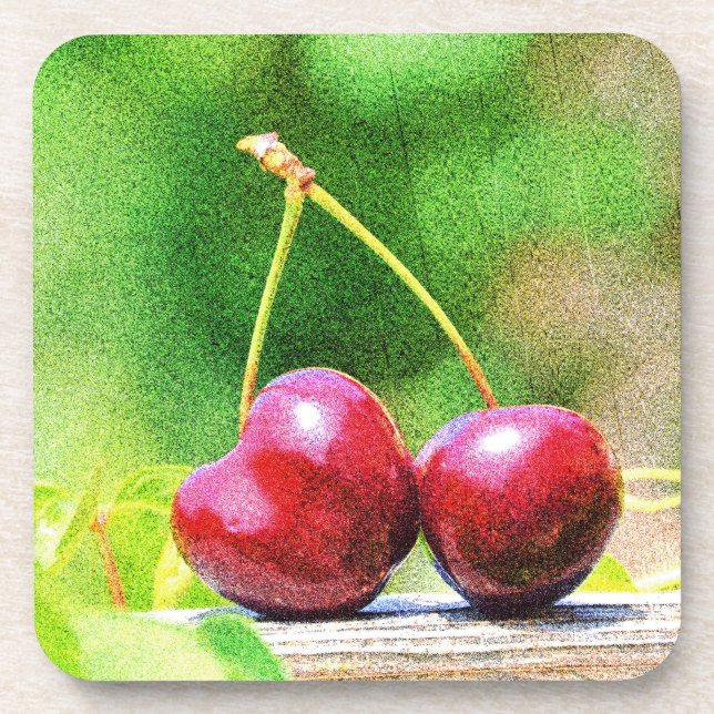 Posavasos "Dos cerezas Fruta" Foto Cute. ¡Hazte con una en Z (Frente)