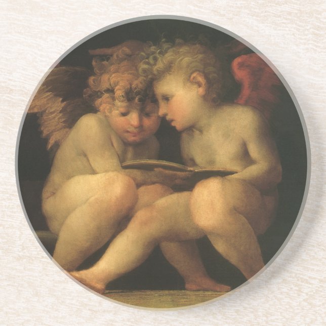 Posavasos Dos cherubres leyendo por Rosso Fiorentino, ángele (Frente)