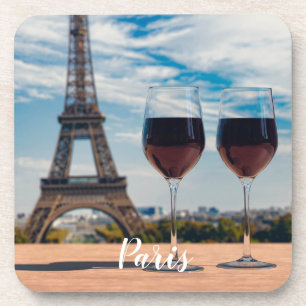 Posavasos Dos copas de vino con Torre Eiffel