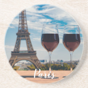 Posavasos Dos copas de vino con Torre Eiffel