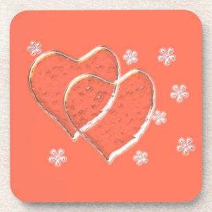 Posavasos dos corazones transparentes,boda romántica