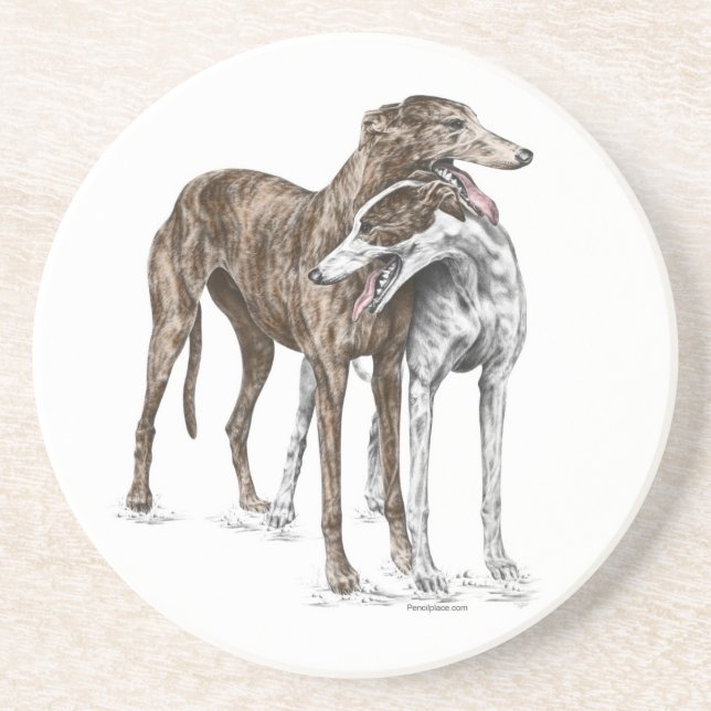 Posavasos Dos Greyhound Friends Dog Art (Frente)