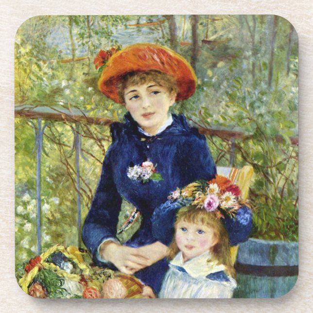 Posavasos Dos hermanas (en la terraza) de Pierre Renoir (Frente)
