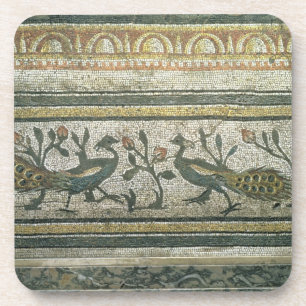 Posavasos Dos pavos reales, detalle decorativo de la