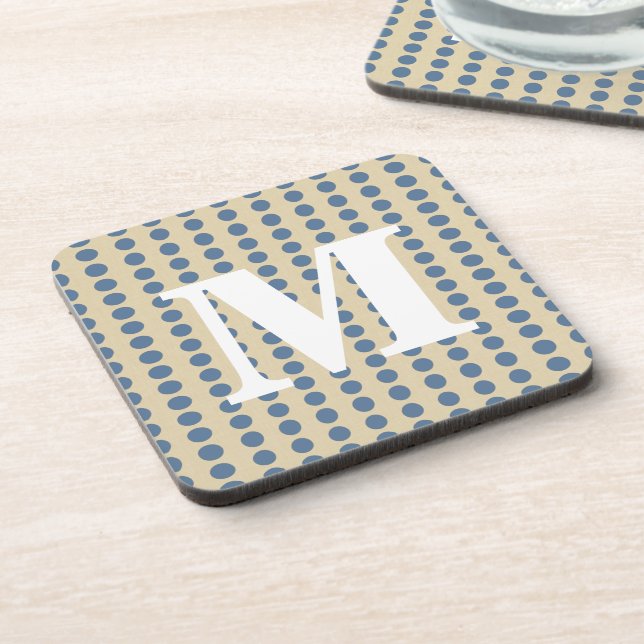 Posavasos Dosis con monograma de la piel de las especias azu (Lado Izquierdo)