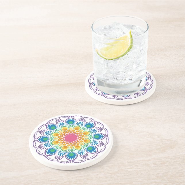 Posavasos Dot Mandala, la fuente máxima de arcoiris floral (Lado)