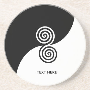 Posavasos Double Spiral Art in Black & White