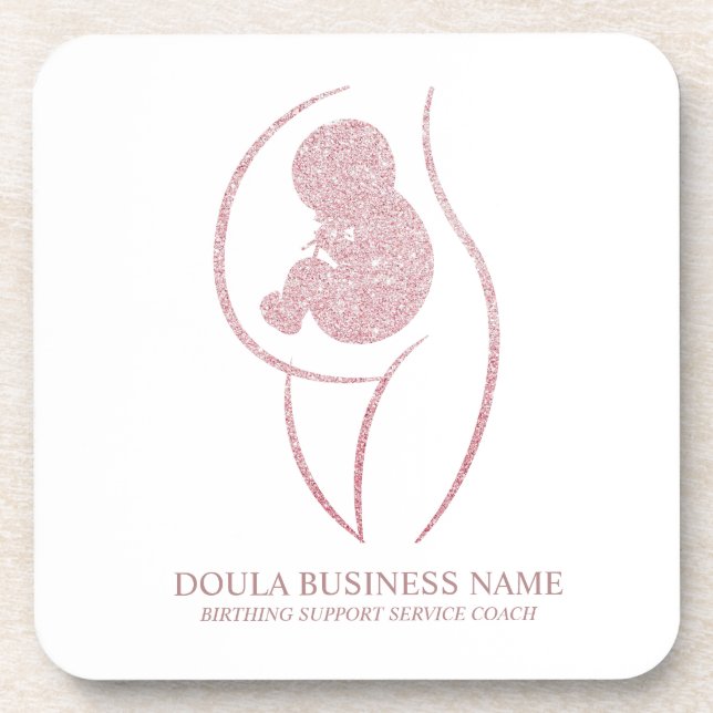 Posavasos Doula & Coach de Parto sofisticada en Rosa Dorado (Frente)