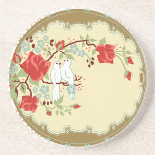 Posavasos Doves de amor inspiradas en la cosecha de vintage