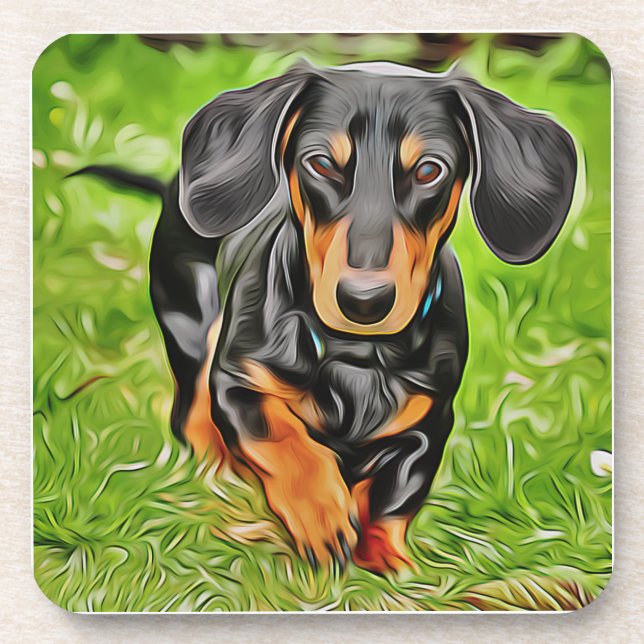 Posavasos Doxie Dog Ríe En Vivo Con Dachshunds Birthday Post (Frente)