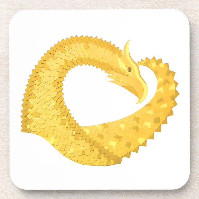 Posavasos Dragón amarillo del corazón en blanco (Frente)