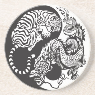 Posavasos dragon and tiger yin yang symbol