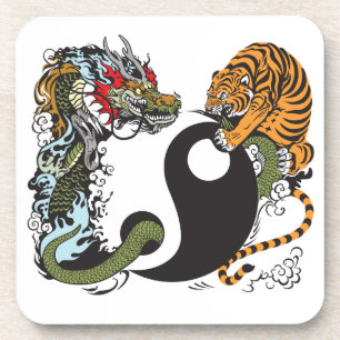 Posavasos dragon and tiger yin yang symbol