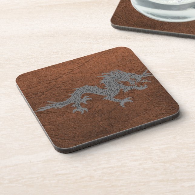 Posavasos Dragón butanés sobre cuero (Lado Izquierdo)