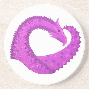 Posavasos Dragón cardíaco púrpura brillante en blanco