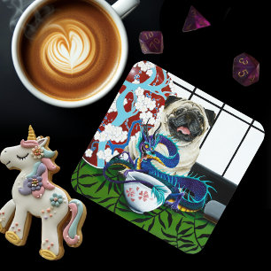 Posavasos Dragón chino de perro de pug