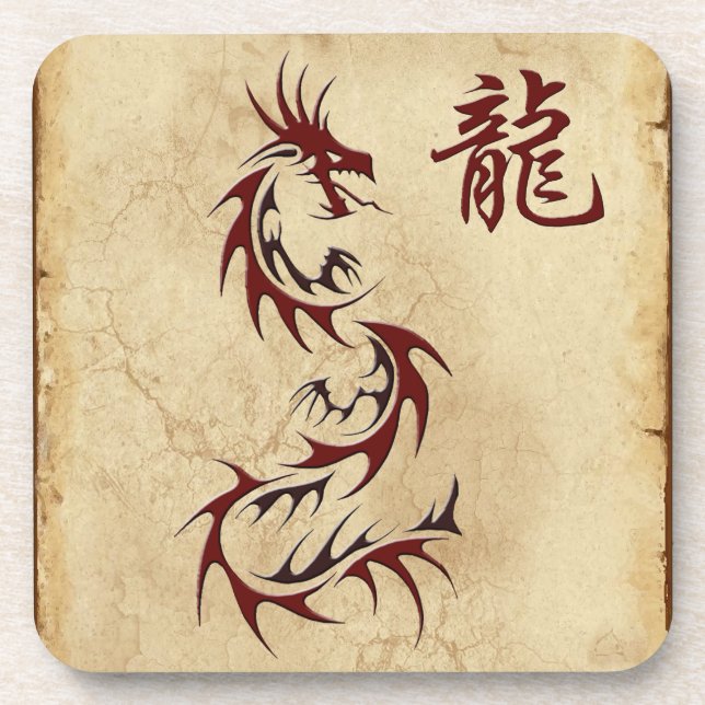Posavasos Dragón chino japonés: arte asiático (Frente)