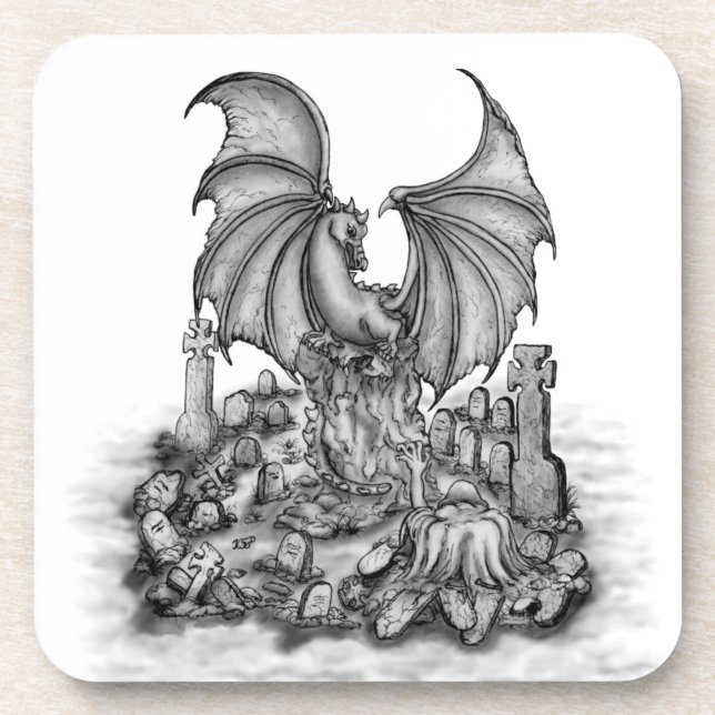 Posavasos Dragón con zombi (Frente)