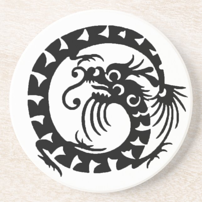 Posavasos DRAGÓN DE APERITIVO , negro y blanco (Frente)