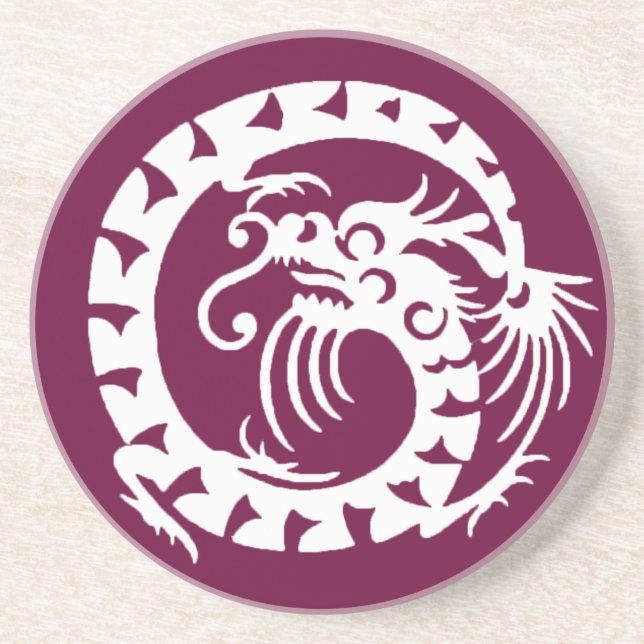 Posavasos DRAGÓN DE APERITIVOS, morado y blanco (Frente)
