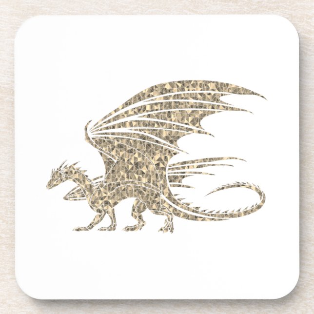 Posavasos Dragón de mosaico asombroso oro (Frente)