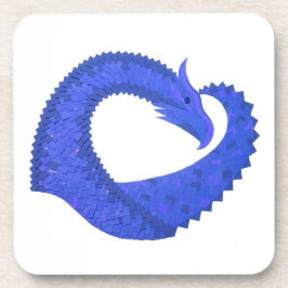 Posavasos Dragón del corazón azul sobre blanco