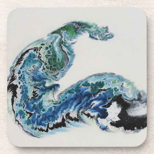 Posavasos “Dragon in the Waves – Abstract Ocean Energy Bever (Frente)