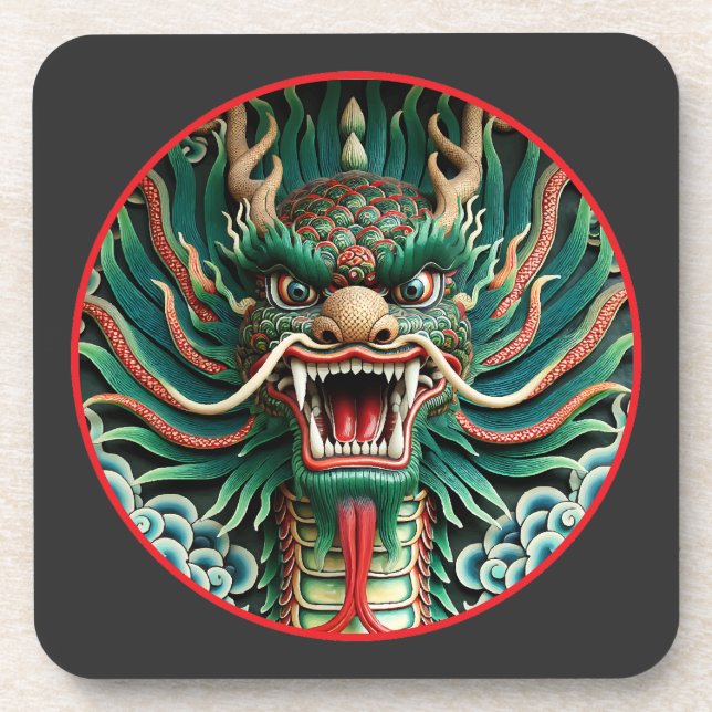 Posavasos Dragón japonés y tradiciones Shinto-Budistas (Frente)