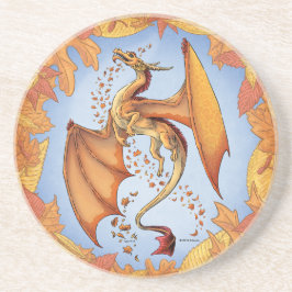 Posavasos Dragón naranja del arte de la fantasía natural del