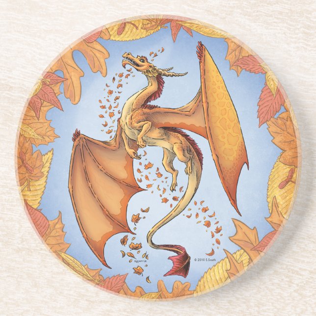 Posavasos Dragón naranja del arte de la fantasía natural del (Frente)