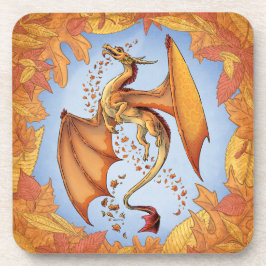 Posavasos Dragón naranja del arte de la fantasía natural del