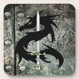 Posavasos Dragón negro y espada