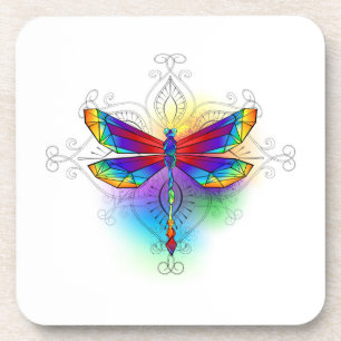 Posavasos Dragón poligonal arcoiris