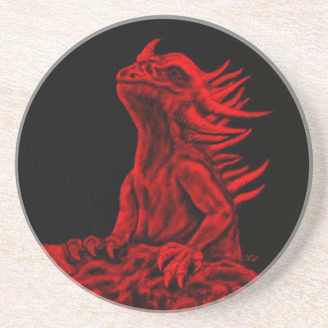Posavasos Dragón rojo pequeño (Frente)