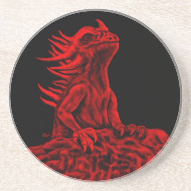 Posavasos Dragón rojo pequeño (Frente)