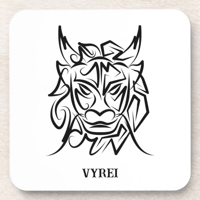 Posavasos Dragón tribal blanco y negro (Frente)