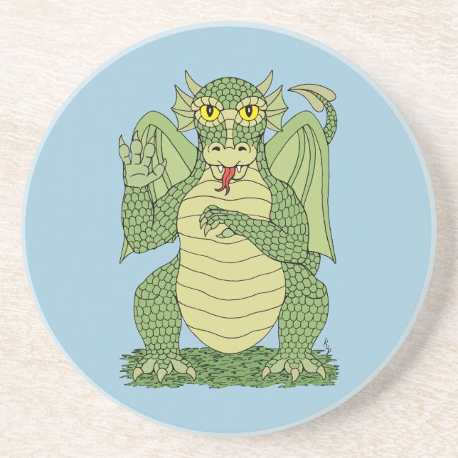 Posavasos Dragón verde lindo (Frente)
