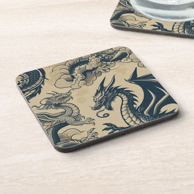 Posavasos Dragones de fantasía antigüados (Lado Izquierdo)