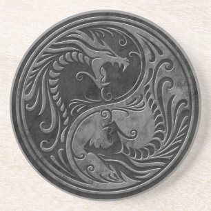Posavasos Dragones de piedra de Yin Yang