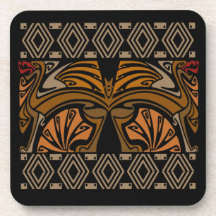 Posavasos Dragones del marrón del nouveau del arte del