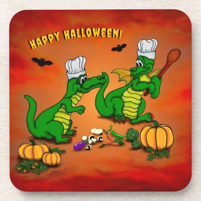 Posavasos Dragones - ¡Feliz Halloween! Hoy cocinaré (Frente)