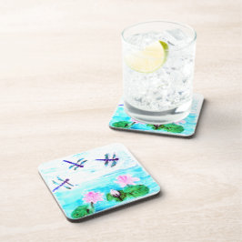 Posavasos Dragonflies de pintura Waterlily Pond