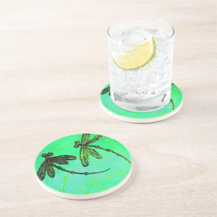 Posavasos Dragonflies Gorgeous Green & Turquoise Twist