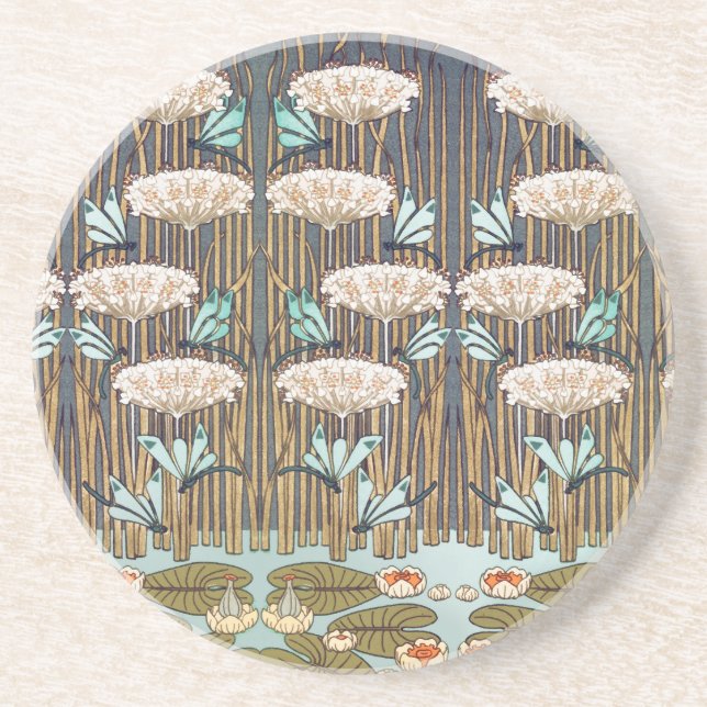 Posavasos Dragonflies Water Lilies Marsh Art Nouveau (Frente)