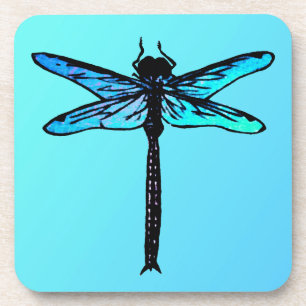Posavasos Dragonfly japonés vintage, azul turquesa