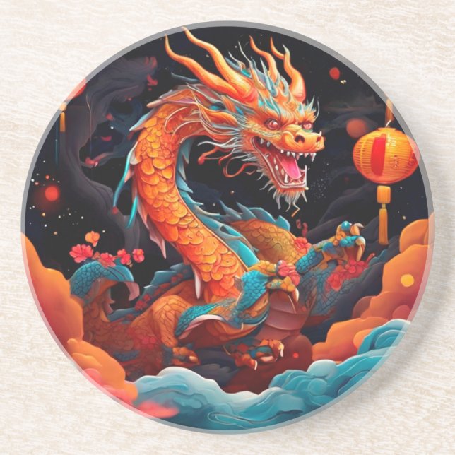 Posavasos Dramón colorido de Año Nuevo chino (Frente)