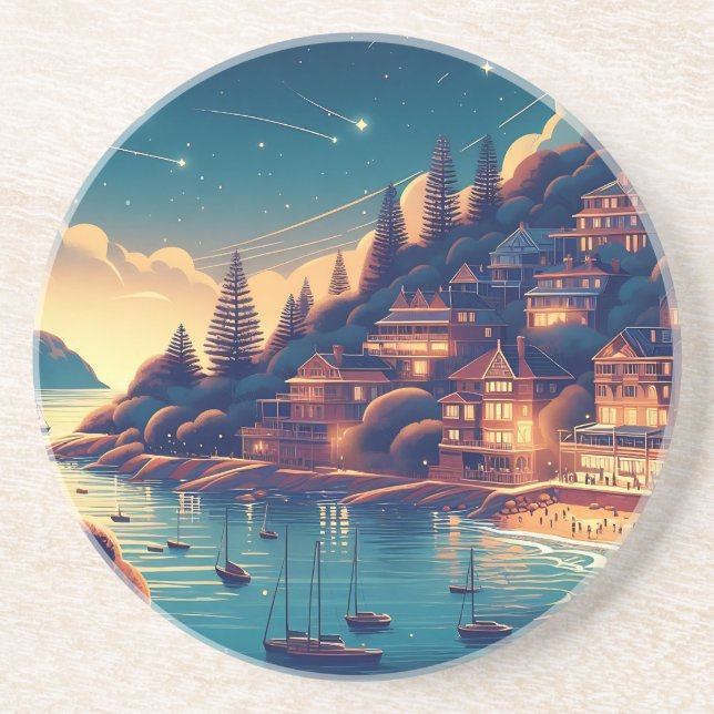 Posavasos Dreamy Coastal Night (Frente)